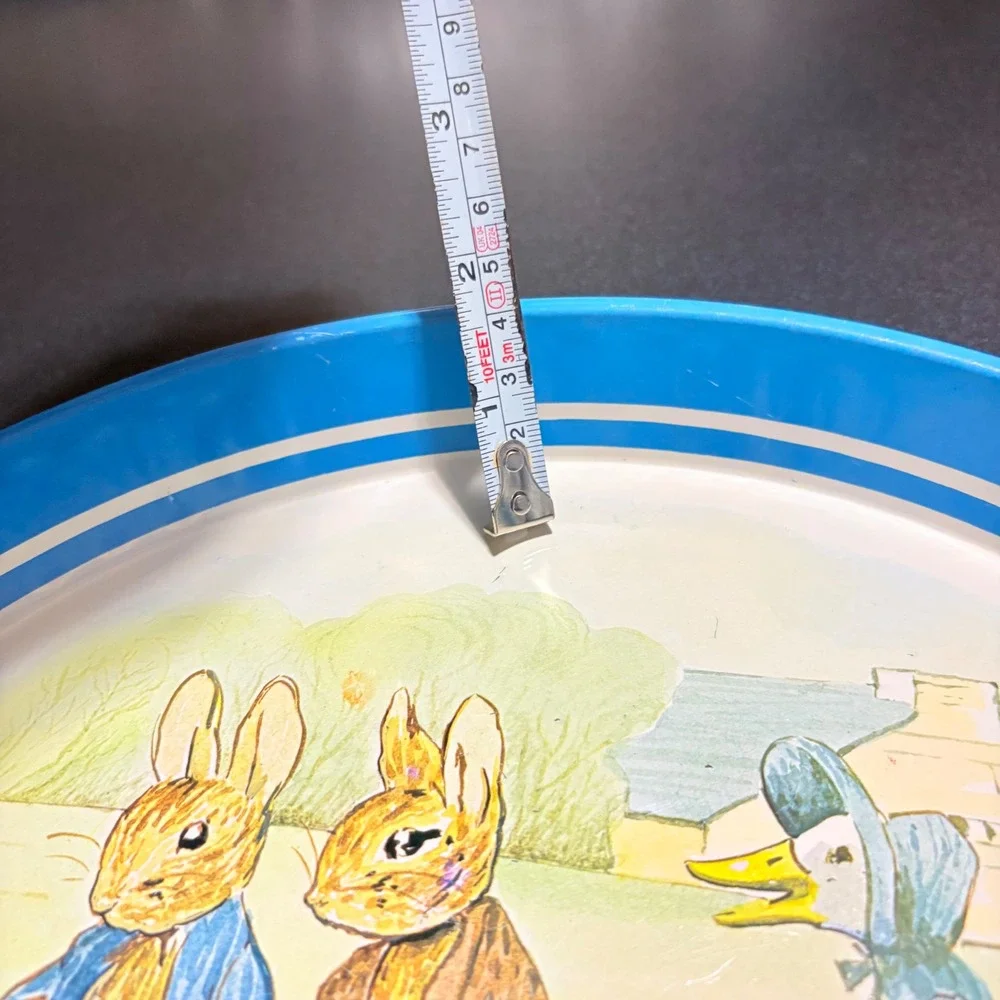 vintage Peter rabbit round metal tin tray made in England nursery art decor baby